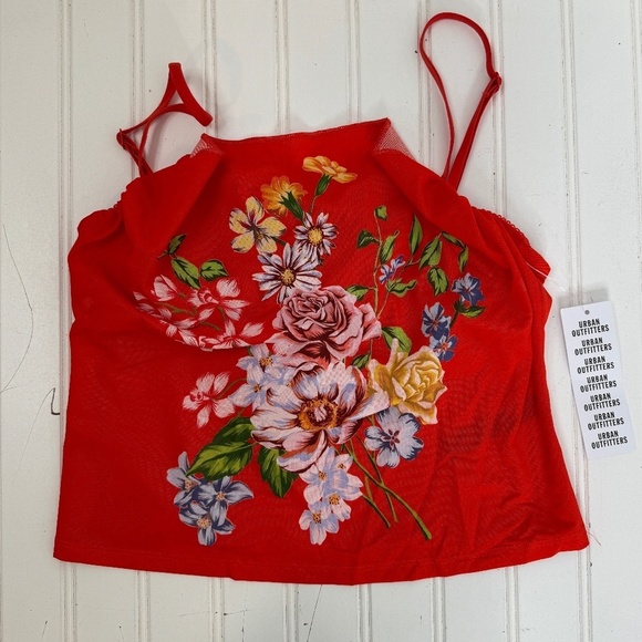 Urban Outfitters Tops - NEW Urban Outfitters Out From Under Mesh Balconette Bra Cami Small Red